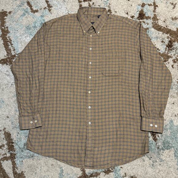 Vintage Burberry London Nova Check Button Down Shirt Size XLT Made in USA - Picture 1 of 7